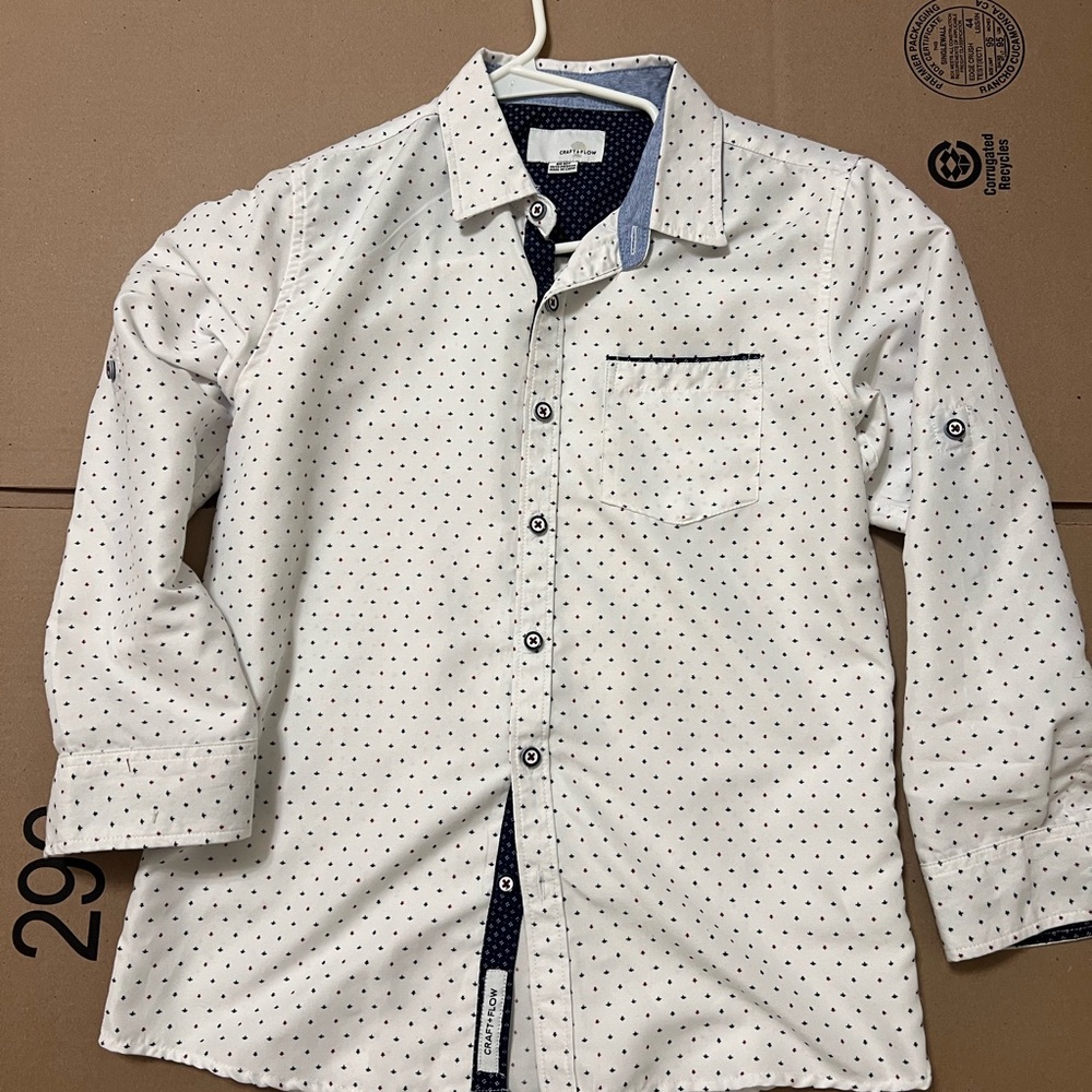 White Polka Dot Button-Up Shirt